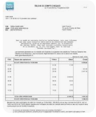 Traduction releve bancaire