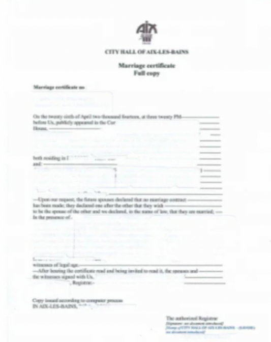 Traduction assermentée d’acte de mariage